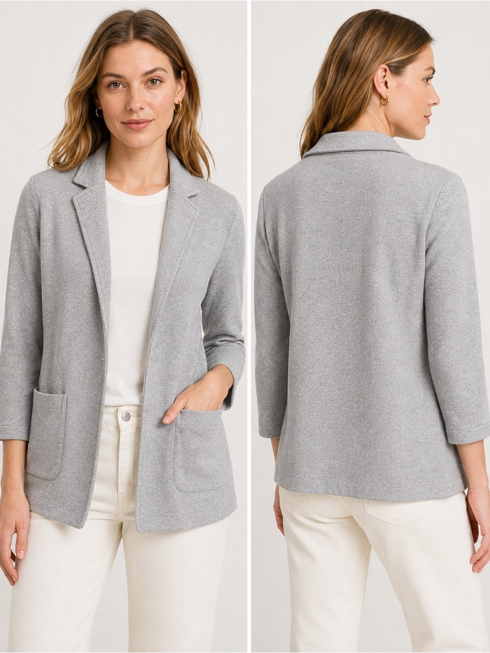 J.Crew Gray Cotton Sweater Blazer Cardigan Size Small